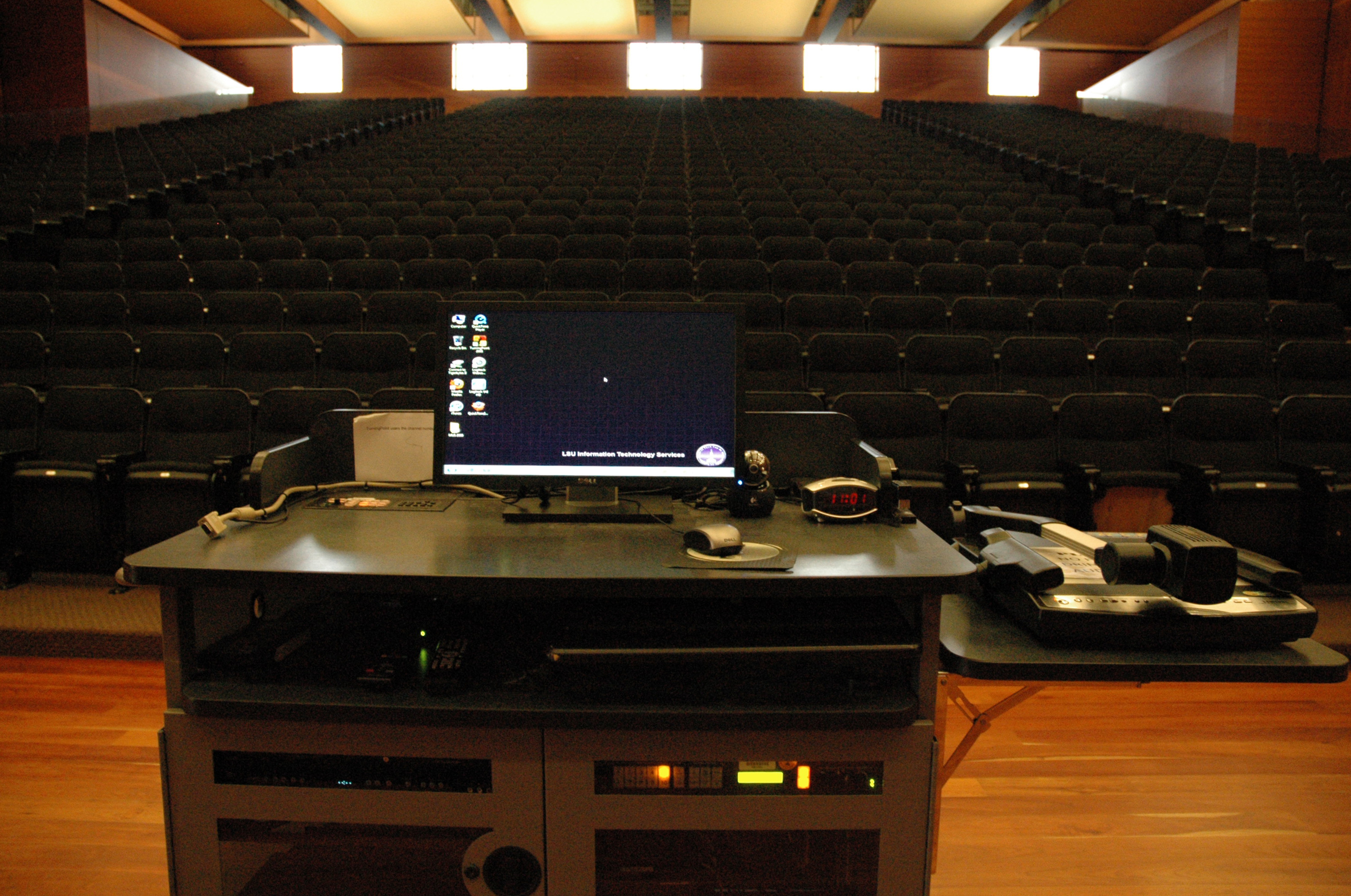 Campbell's Multimedia on rolling podium.
