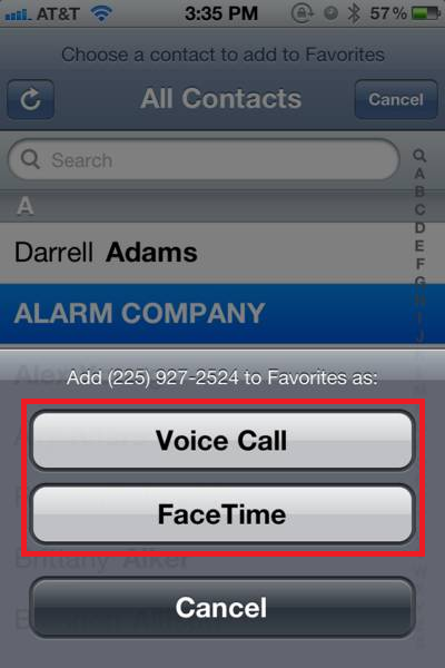 Voice Call or FaceTime