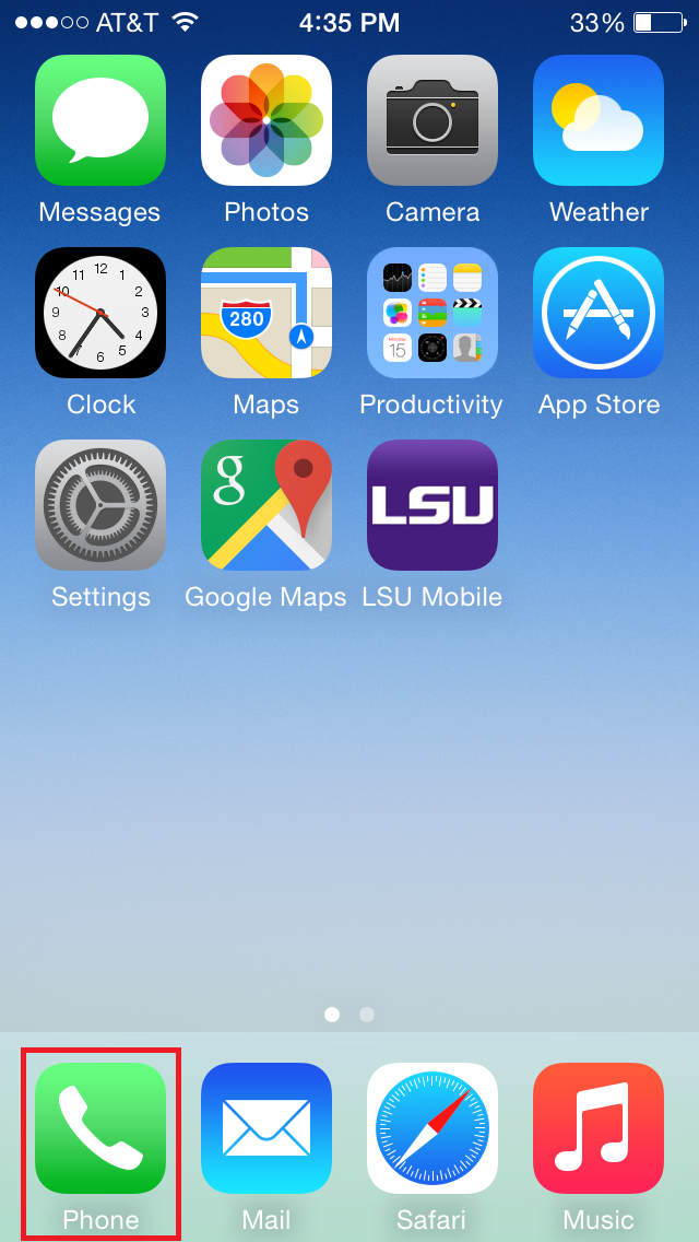Example where "Phone" is located on the iPhone.